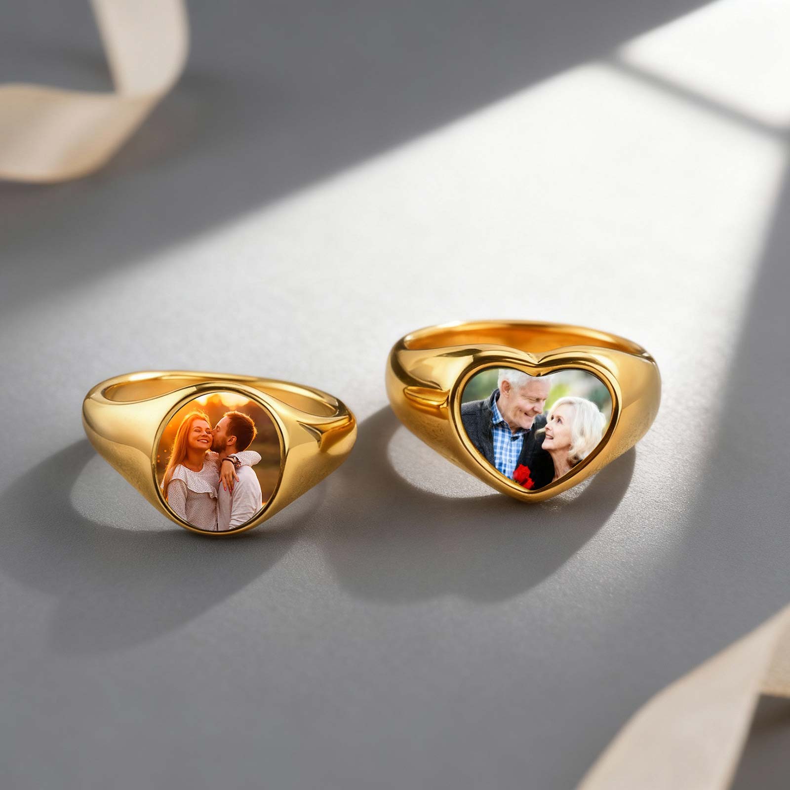 Statement Cocktail Ring - Кольцо-печатка с фотографией на заказ для