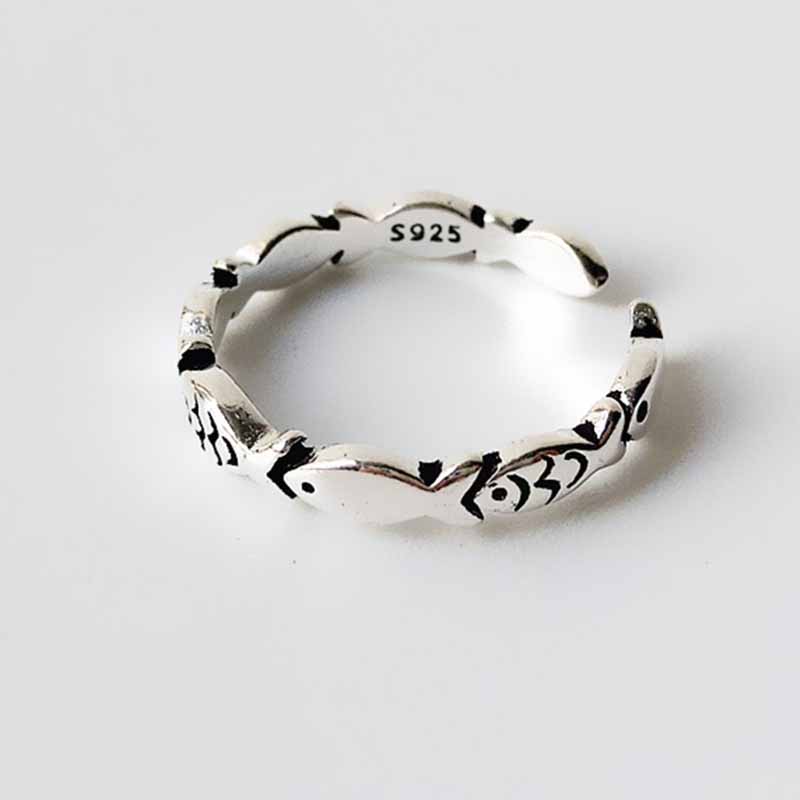 Statement Cocktail Ring - Регулируемые кольца с рыбой из стерлингового
