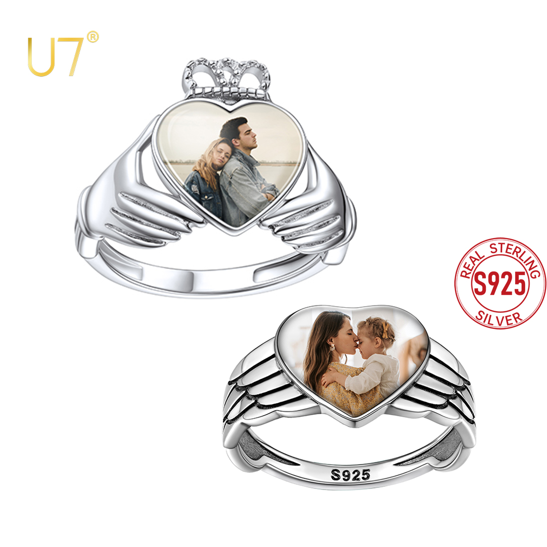 Statement Cocktail Ring - U7 пользовательские фото кольца для женщин