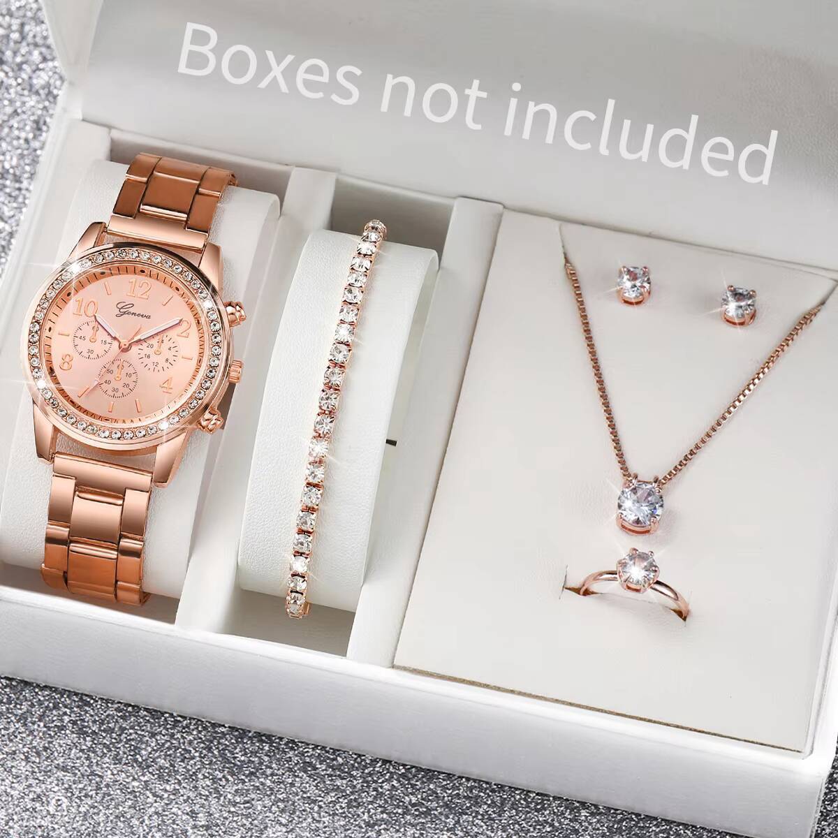 6 шт./компл. Модные женские ча – обзор и цена Jewelry Box Watches Bracelets